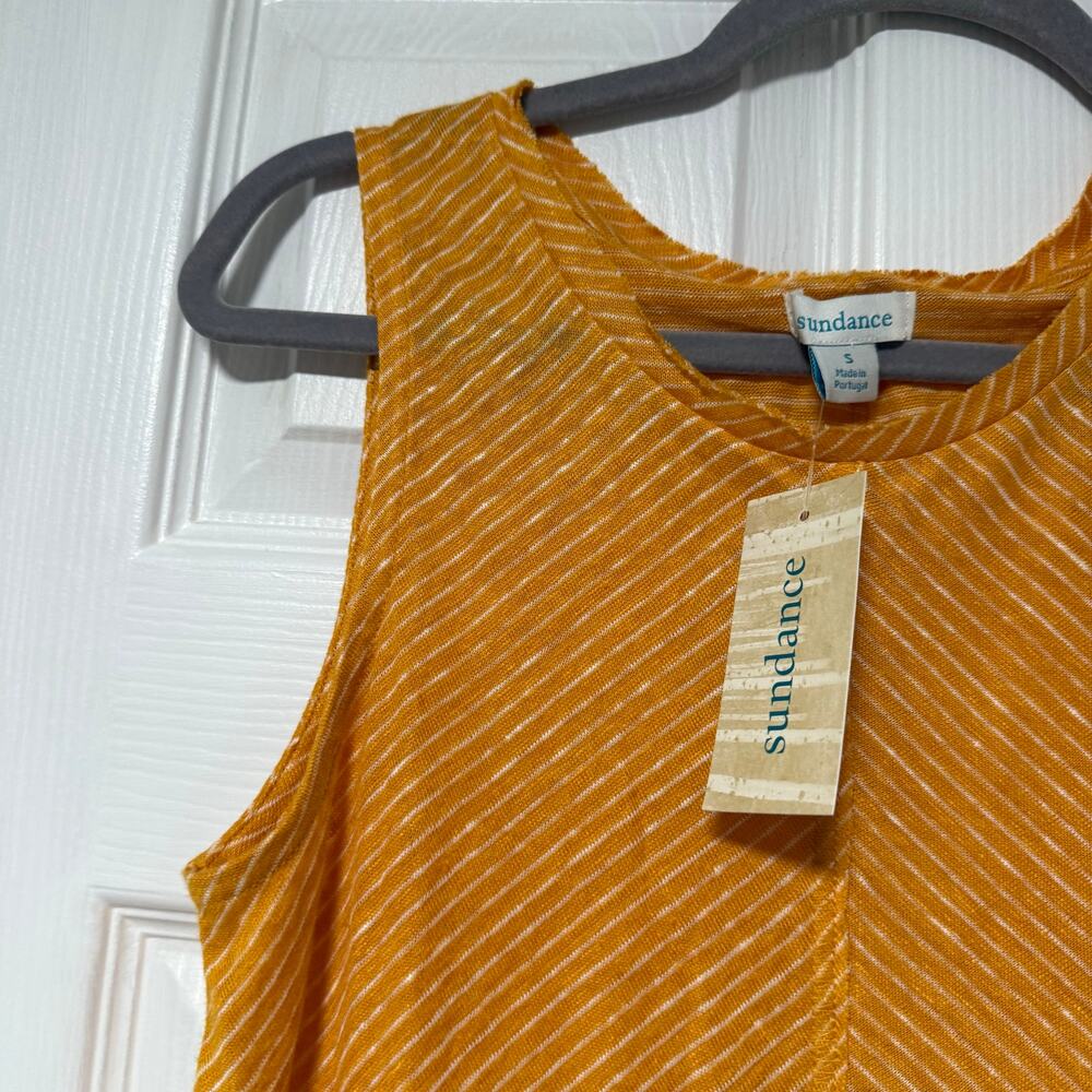 Sundance New Women's 100% Linen Yellow Striped Mary Kate Tank Top Size Small - Picture 5 of 12